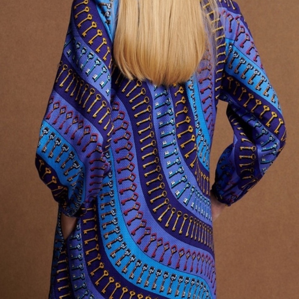 NWT [Paolita] London Arnall Phoebe Key Pattern Bright Blue Dress/Tunic Women’s S - Picture 4 of 13